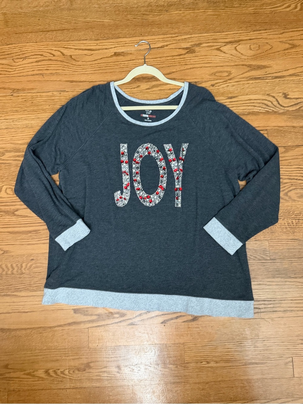 Style & Co Sport Women’s 3X JOY Holiday Sweatshirt Gray Christmas Pullover